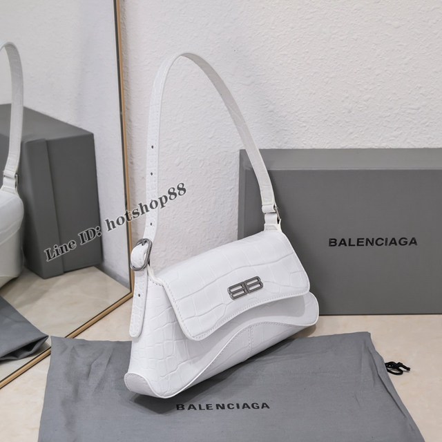 Balenciaga專櫃爆款鱷魚紋白色女包 巴黎世家小號XX系列腋下包 fyj2021